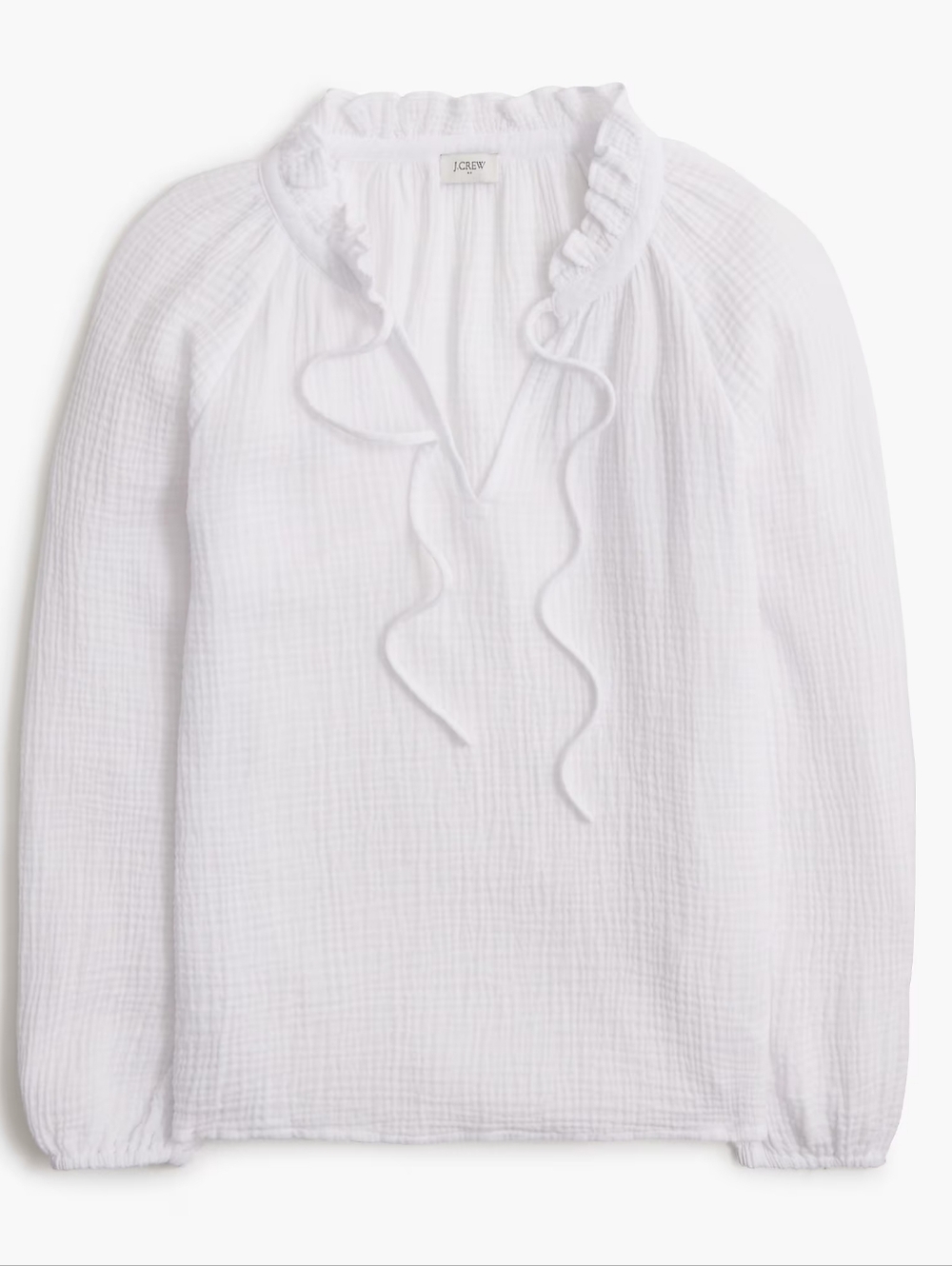NWT J. Crew White Ruffle-Trim Gauze 100% Cotton Blouse XS